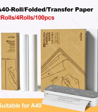 PeriPage A4 Thermal PDF Paper for A40 Printer Quick Dry Keep Long Time 10 Years Storage Continuous Papers Roll Folded Thermal 1
