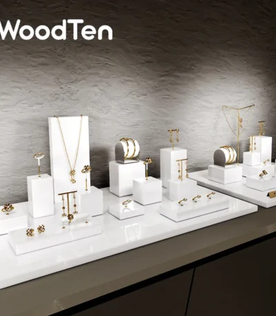 WoodTen Block Shaped Jewelry Display Stand Shop Cabinet Display Props Necklace Display Jewelry Store Ring Earrings Bangle Rack 1