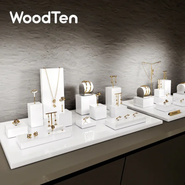 WoodTen Block Shaped Jewelry Display Stand Shop Cabinet Display Props Necklace Display Jewelry Store Ring Earrings Bangle Rack