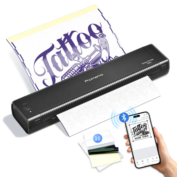 2025 New Version Phomemo Tattoo Printer Wireless Stencil Printer TP81 Thermal Machine with 10pcs Transfer Paper Transfer Printer