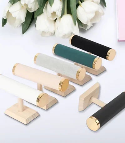 Solid Wood Single Layer Metal Cover Bracelet Holder Packaging supplies jewelry display jeweler organizer woman 1