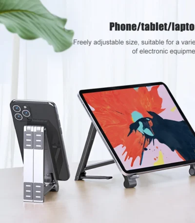 Oatsbasf Mini Laptop Holder Aluminum Adjustable Phone Stand For Macbook Pro Air iPad Notebook Tablet Holder 3 in1Portable Stand 1