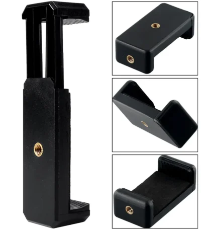 Two-Hole Mobile Phone Clip Adapter Mobile Phone Tripod Clip Cellphone Holder Tripod Mount Desk Stand Bracket Clip Tripod Adapter 1