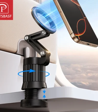 Oatsbasf Magnetic Phone Holder Stand Airplane Travel Accessories 360° Rotatable Portable for Desk Train Seat for iPhone 16/15/14 1