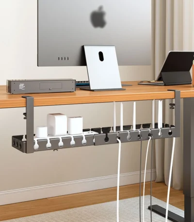 Under Desk Cable Management Tray,Extendable Sturdy Steel Under Desk Cord Hider Raceway,Power Strip Cord Holder Wire Management 1