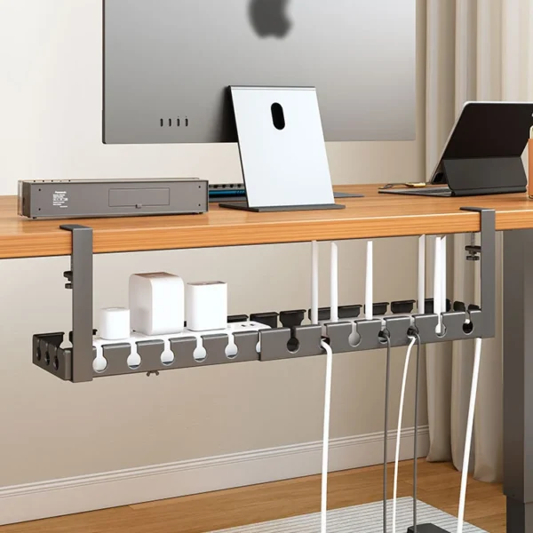 Under Desk Cable Management Tray,Extendable Sturdy Steel Under Desk Cord Hider Raceway,Power Strip Cord Holder Wire Management