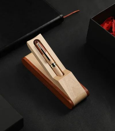 Wooden Pen Display Stand Case Foldable Pencil Box Holders Ballpoint Fountain Pen Organizer Stationery School Office Supplies 1PC 1
