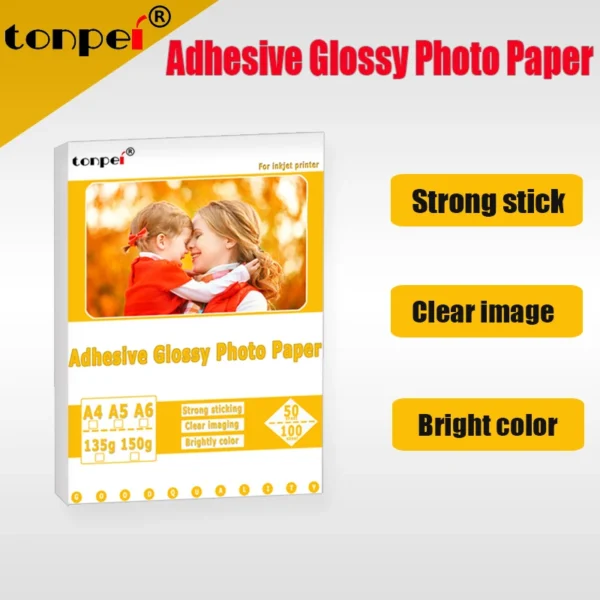 A4 50sheets A5 A6 100sheets 135g 150g high Glossy Self Adhesive Inkjet Printing with back glue sticker photo paper