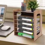 Wood Holder Office Desk File Organizer A4 Paper Letter Tray Document Storage Wood 7 Tiers Desktop Magazine Storage Rack holder