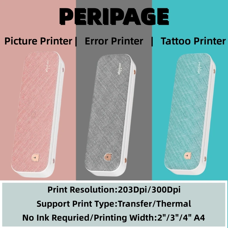 Peripage Portable A4 Printer Tattoo printer Mini Inkless Thermal Paper Wireless Bluetooth Phone Photo Size A40 Peripage Portable A4 Printer Tattoo printer Mini Inkless Thermal Paper Wireless Bluetooth Phone Photo Size A40