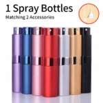 1PCS+2 Accessories 8ml Metal Aluminum Perfume Bottle with 1 Spray Bottle, 1 Funnel, 1 Dispenser Divine.