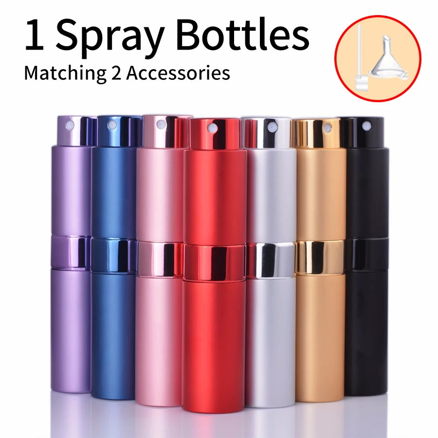 1PCS+2 Accessories 8ml Metal Aluminum Perfume Bottle with 1 Spray Bottle, 1 Funnel, 1 Dispenser Divine. 1PCS+2 Accessories 8ml Metal Aluminum Perfume Bottle with 1 Spray Bottle, 1 Funnel, 1 Dispenser Divine.