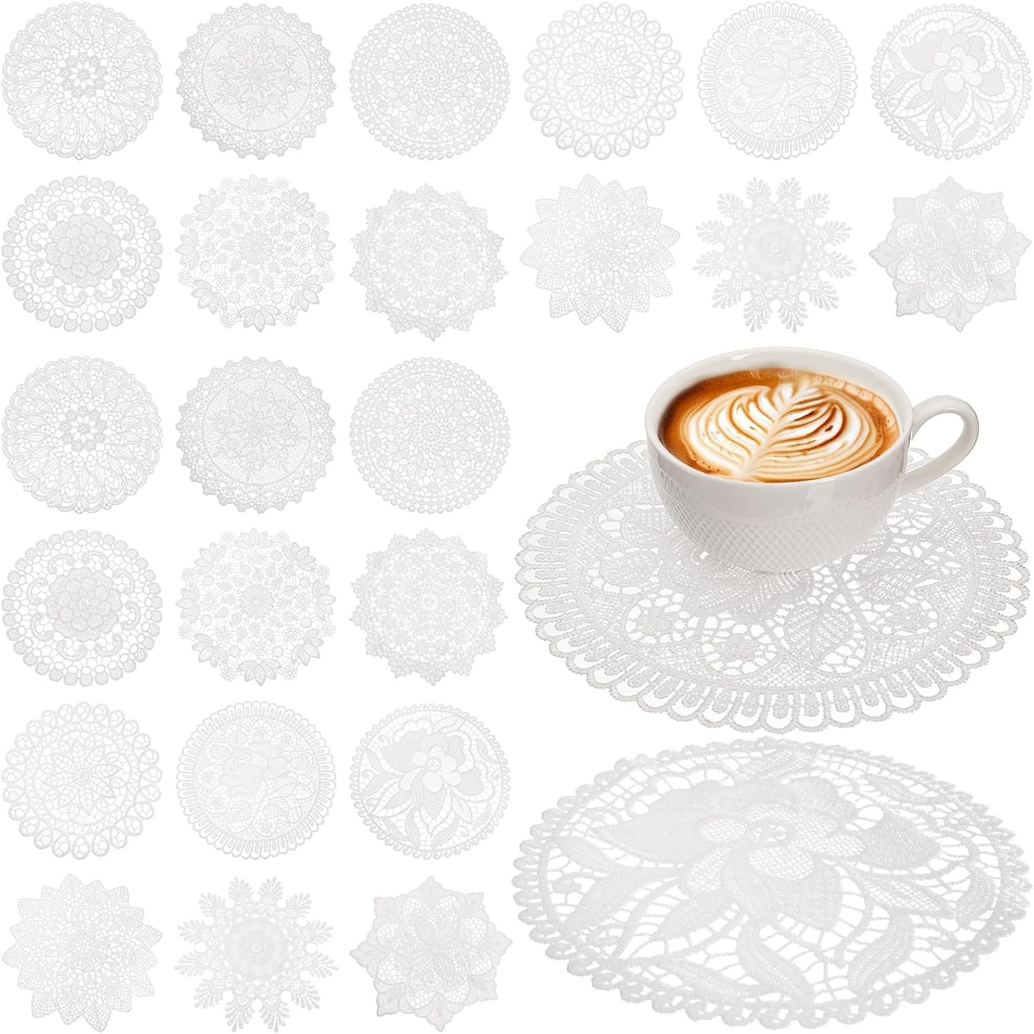 24 pack lace doilies crochet 6 inch round fabric placemats handmade cotton lace coasters vintage table doilies decors for kitchen dining room living room bedroom.jpg