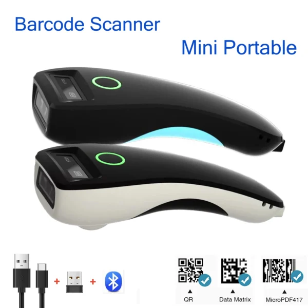 2D Barcode Scanner Bluetooth 2.4G Wireless 1D 2D QR Code Mini Handheld Portable Pocket Reader IOS Android PC for Mobile Payment