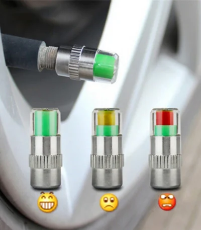 2/4pcs Car  Tire Pressure Indicator Tire Pressure Gauge Indicator Alert Monitoring Valve Cap Sensor External Valve Detection 1