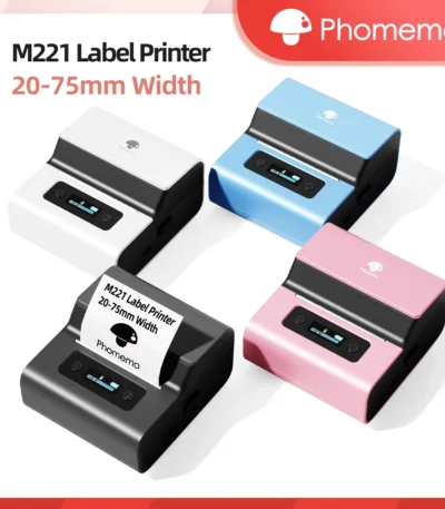 Phomemo M221 Label Printer Portable Thermal Maker Bluetooth Handheld Barcode QR Code Sticker Paper Rolls Labeller White 75mm Tag 1