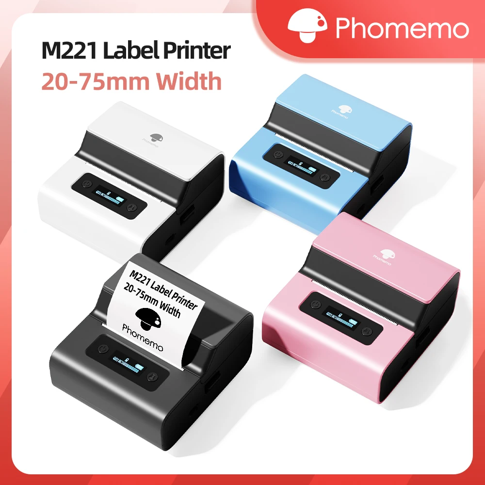 Phomemo M221 Label Printer Portable Thermal Maker Bluetooth Handheld Barcode QR Code Sticker Paper Rolls Labeller White 75mm Tag Phomemo M221 Label Printer Portable Thermal Maker Bluetooth Handheld Barcode QR Code Sticker Paper Rolls Labeller White 75mm Tag