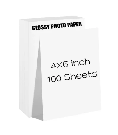 HUSPER 100 Sheets Glossy Photo Paper 4x6 Inch 180/200/230Gsm Single-Sided Inkjet Compatible with Grey Back for Home Office Use 1