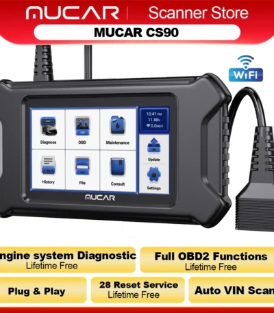 MUCAR CS90 OBD2 Diagnostic Tool Auto obd 2 Scanner Scan Tool 28 Reset Maintenance Service Lifetime Update Free for All Car 1