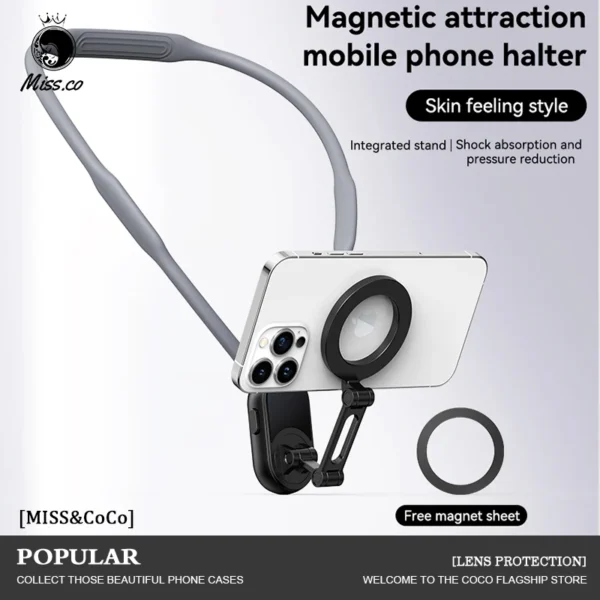 Neck Mount Magnetic Phone Clip 360° Rotation POV Phone Hold for Iphone 15 14 13 12 11 10 SAMSUNG HUAWEI XIAOMI Phone Accessories