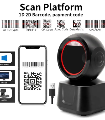 2D Barcode Scanner Image Platform Durable Desktop Scanner 1D 2D QR Code Reader USB Omnidirectional High-speed Precision Scanner 1