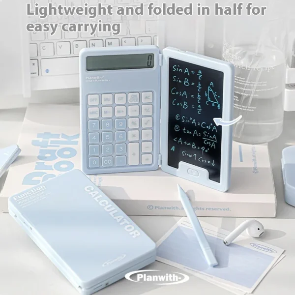 Planwith 2 in 1 Handwriting Calculator Foldable 12 Digit Large Button Portable Office And Study Stationery With Electronic Pen