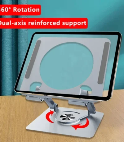 360 Rotation Foldable Cooling Bracket Support Tablet Holder Hollowed Adjustable Height for 4-13Inch Phone Tablet iPad Desk Stand 1