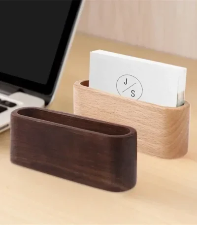 Wooden Business Card Holder Note Holder Display Rack Card Holder Office Supplies Stationery Desktop Accessories Storage Box 1