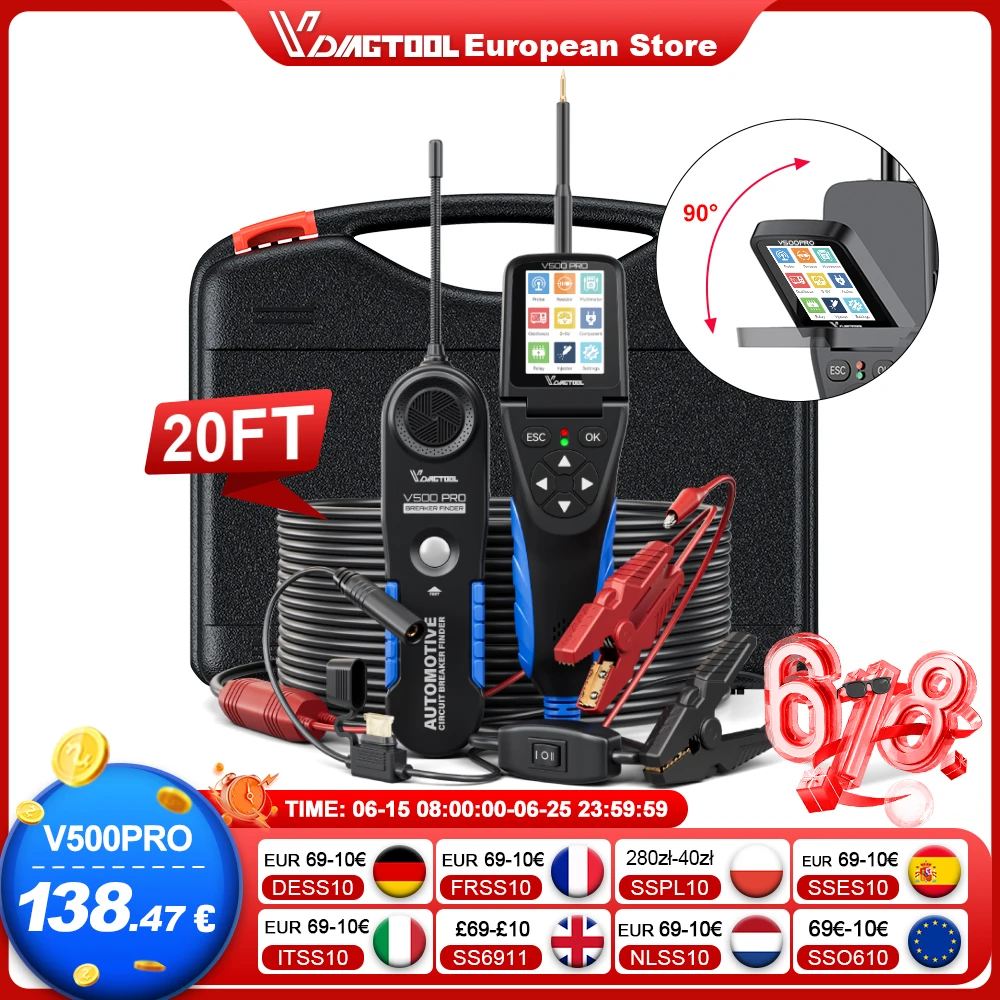 VDIAGTOOL V500PRO 2mV-100V Automotive Power Probe Breaker Finder Car Multimeter Circuit Tester Oscilloscope/Relay/Injector Tools VDIAGTOOL V500PRO 2mV-100V Automotive Power Probe Breaker Finder Car Multimeter Circuit Tester Oscilloscope/Relay/Injector Tools