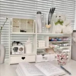 Double-Layer Stationery Organizer Office Desk Accessories Organizers Storage Desktop School Supplies Organizers Storage Shelf