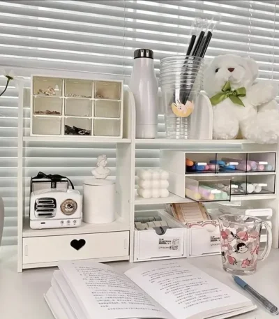 Double-Layer Stationery Organizer Office Desk Accessories Organizers Storage Desktop School Supplies Organizers Storage Shelf 1