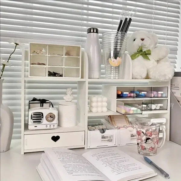 Double-Layer Stationery Organizer Office Desk Accessories Organizers Storage Desktop School Supplies Organizers Storage Shelf