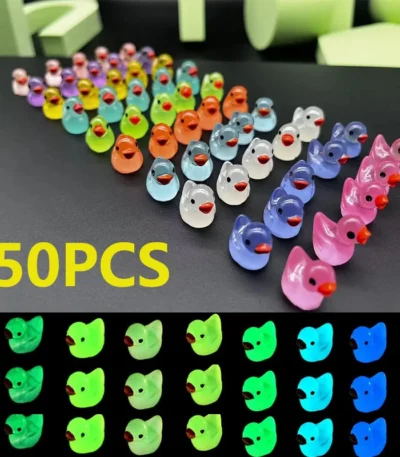 50PCS Glowing Mini Resin Little Ducks Moss Microlandscape Miniature Duck Figurines Fairy Garden Accessories Home Decor 1