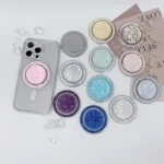 Luxury Glitter Coloful Round Magnetic Holder Grip Tok Griptok Phone Stand Holder Support For iPhone 15 For Pad Magsafe Smart Tok