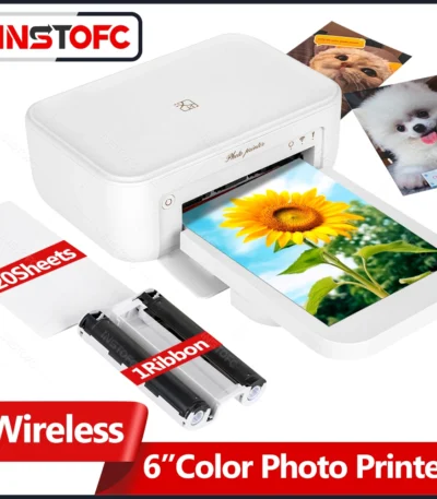 Mini Color Photo Printer 300 DPI High-Resolution Instant Photo Printer Wireless Thermal Photo Printer with Paper and Ribbon 1