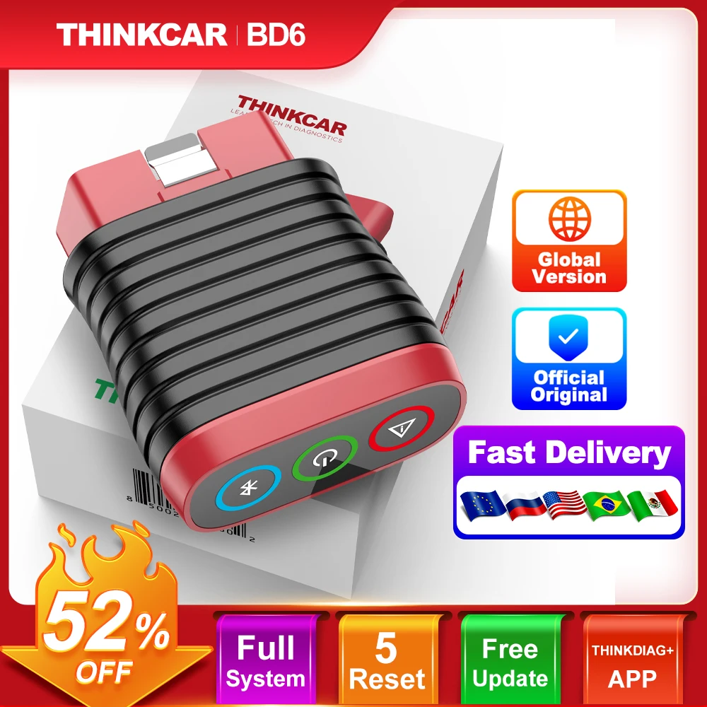 THINKCAR BD6 Bluetooth Auto OBD2 Scanner Full System 5 RESET ETS OIL Lifetime Free Update Car Diagnostic Tool Use THINKDIAG APP THINKCAR BD6 Bluetooth Auto OBD2 Scanner Full System 5 RESET ETS OIL Lifetime Free Update Car Diagnostic Tool Use THINKDIAG APP