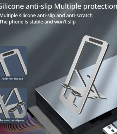 Folding Portable Aluminum Alloy Stand Mobile Tablet Desktop Stand Mobile Phone Holder for iPhone 13 14 15 HUAWEI XIAO MI Samsung 1