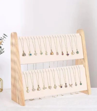Jewelry Display Stand for Necklace Wooden Jewelry Storage Holder for Pendant Bracelet Display Props Home Shop Counter Shows Rack 1