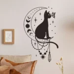 Cartoon Cat Butterfly Moon Wall Stickers Removable Home Decor for Bedroom Living Room Kids Room Decor Self-Adhesive Art