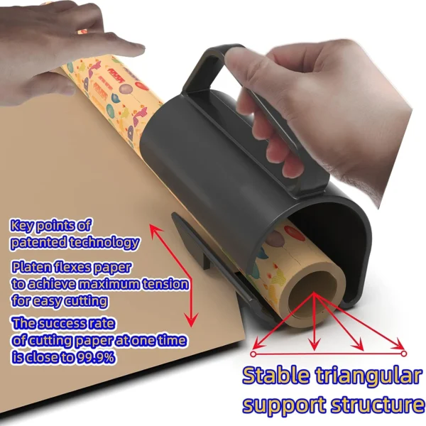 Wrapping Paper Roll Cutter With Handle Manual Corner Rounder Gift Wrap Paper Cutter Craft Knife Roll Sliding Line Cut Trimmer