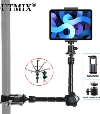 Tablet Stand Adjustable Friction Articulating Magic Arm Clamp With 1/4" Thread Adapter for Tablet Phones 4-11 inches iPad Holder 1