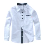 Hot Sale Children Boys Shirts Spring 2023 Fashion Solid color Kids baby Shirts children Clothing Shirt white Long sleeve 3-12Yrs