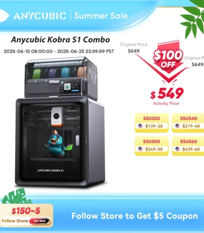 Anycubic Kobra S1 Combo Multi-Color 3D Printer High Precision Core XY Stable Structure Ultra-Quiet Max Speed 600mm/s 3D Printer 1
