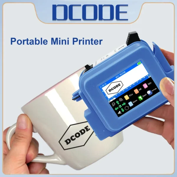 DCODE Blue XMINI 12.7mm Portable Mini Handheld Thermal Inkjet Printer Text QR Barcode Image Batch Number Logo Date Label Coder