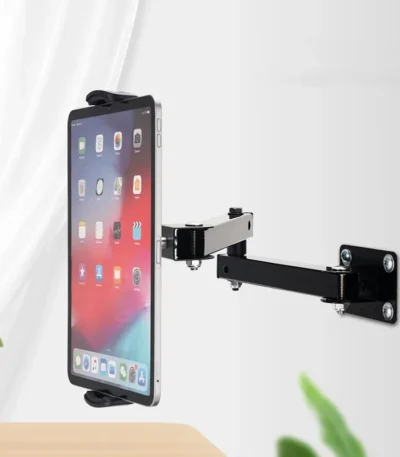 Adjustable Wall Mount Tablet Stand Long Arm Stretchable Cell Phone Wall Holder Metal Wall Ipad Stand for Iphone Ipad 4-13 Inches 1