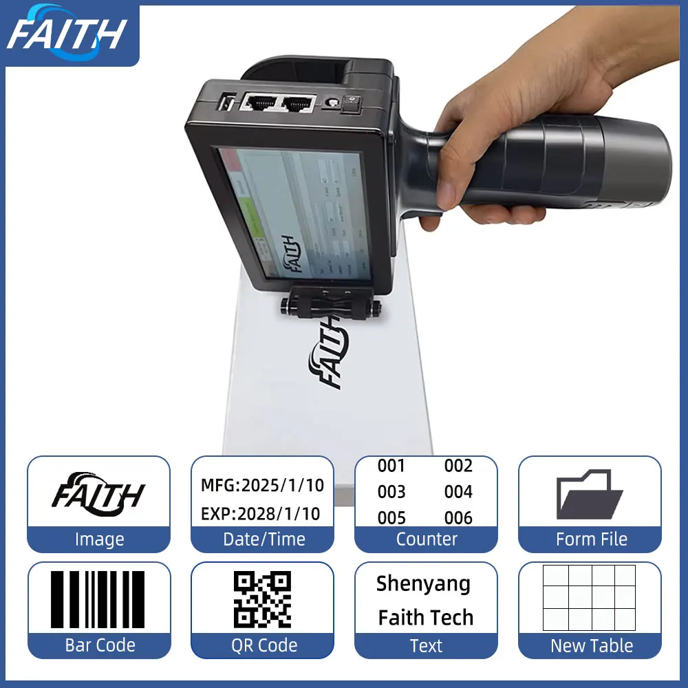 Faith 12.7mm Handheld Inkjet Printer Plastic Pipe Bottle Bag Portable Color Printer Variable Data for Garment Industry Faith 12.7mm Handheld Inkjet Printer Plastic Pipe Bottle Bag Portable Color Printer Variable Data for Garment Industry