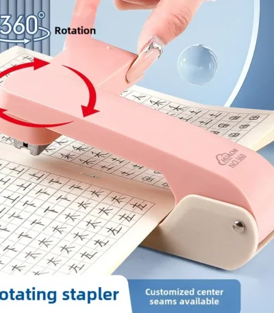 Large 360 Degree Rotatable Stapler for Students Home Office Use Stapling Machine Strong Clutch Large Capacity Staple Extractor 1