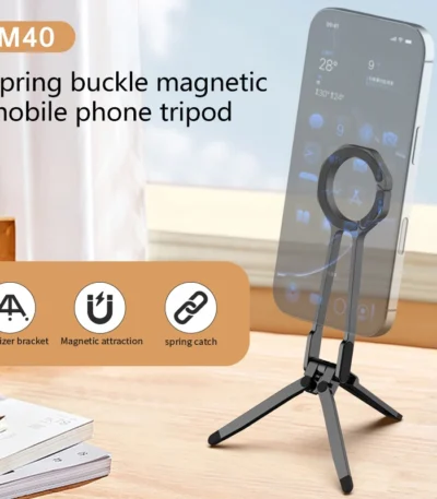 2025 New Mobile Phone Magnetic Bracket Spring Buckle Desktop 360° Rotation Portable Triangle Mobile Phone Live Broadcast Stand 1