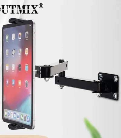Wall Mount Tablet Stand Long Arm Stretchable Cell Phone Wall Holder Adjustable Metal Wall iPad Stand for iPhone iPad 4-13 inches 1