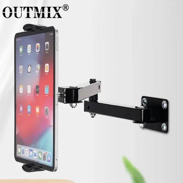 Wall Mount Tablet Stand Long Arm Stretchable Cell Phone Wall Holder Adjustable Metal Wall iPad Stand for iPhone iPad 4-13 inches